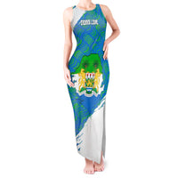 Sierra Leone Crest Tank Maxi Dress with National Coat of Arms and Flag Colors