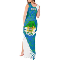 Sierra Leone Crest Tank Maxi Dress with National Coat of Arms and Flag Colors
