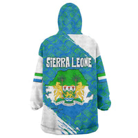 Sierra Leone Crest Wearable Blanket Hoodie with National Coat of Arms and Flag Colors