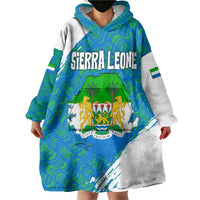 Sierra Leone Crest Wearable Blanket Hoodie with National Coat of Arms and Flag Colors