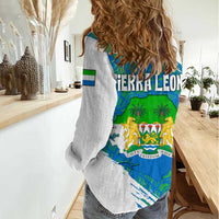 Sierra Leone Crest Women Casual Shirt with National Coat of Arms and Flag Colors