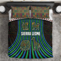 Sierra Leone Bedding Set with Tribal Animal Pattern Featuring Lion Elephant Giraffe and Monkey
