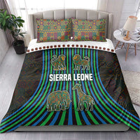 Sierra Leone Bedding Set with Tribal Animal Pattern Featuring Lion Elephant Giraffe and Monkey