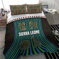 Sierra Leone Bedding Set with Tribal Animal Pattern Featuring Lion Elephant Giraffe and Monkey