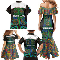 Sierra Leone Family Matching Mermaid Dress and Hawaiian Shirt with Tribal Animal Pattern Featuring Lion Elephant Giraffe and Monkey
