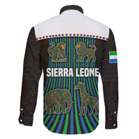 Sierra Leone Family Matching Off The Shoulder Long Sleeve Dress and Hawaiian Shirt with Tribal Animal Pattern Featuring Lion Elephant Giraffe and Monkey