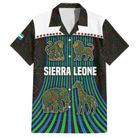 Sierra Leone Family Matching Off Shoulder Maxi Dress and Hawaiian Shirt with Tribal Animal Pattern Featuring Lion Elephant Giraffe and Monkey
