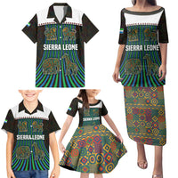 Sierra Leone Family Matching Puletasi and Hawaiian Shirt with Tribal Animal Pattern Featuring Lion Elephant Giraffe and Monkey