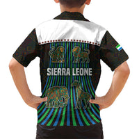 Sierra Leone Family Matching Short Sleeve Bodycon Dress and Hawaiian Shirt with Tribal Animal Pattern Featuring Lion Elephant Giraffe and Monkey