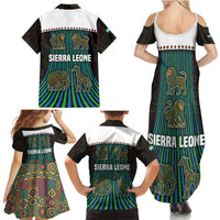 Sierra Leone Family Matching Summer Maxi Dress and Hawaiian Shirt with Tribal Animal Pattern Featuring Lion Elephant Giraffe and Monkey