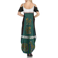 Sierra Leone Family Matching Summer Maxi Dress and Hawaiian Shirt with Tribal Animal Pattern Featuring Lion Elephant Giraffe and Monkey