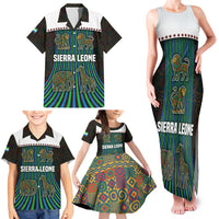 Sierra Leone Family Matching Tank Maxi Dress and Hawaiian Shirt with Tribal Animal Pattern Featuring Lion Elephant Giraffe and Monkey