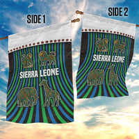Sierra Leone Garden Flag with Tribal Animal Pattern Featuring Lion Elephant Giraffe and Monkey