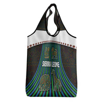 Sierra Leone Grocery Bag with Tribal Animal Pattern Featuring Lion Elephant Giraffe and Monkey