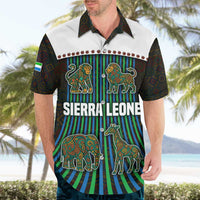 Sierra Leone Hawaiian Shirt with Tribal Animal Pattern Featuring Lion Elephant Giraffe and Monkey