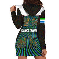 Sierra Leone Hoodie Dress with Tribal Animal Pattern Featuring Lion Elephant Giraffe and Monkey