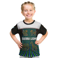Sierra Leone Kid T Shirt with Tribal Animal Pattern Featuring Lion Elephant Giraffe and Monkey