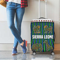 Sierra Leone Luggage Cover with Tribal Animal Pattern Featuring Lion Elephant Giraffe and Monkey
