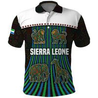 Sierra Leone Polo Shirt with Tribal Animal Pattern Featuring Lion Elephant Giraffe and Monkey