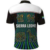 Sierra Leone Polo Shirt with Tribal Animal Pattern Featuring Lion Elephant Giraffe and Monkey