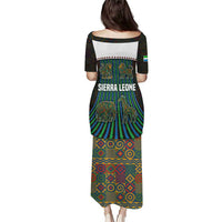 Sierra Leone Puletasi with Tribal Animal Pattern Featuring Lion Elephant Giraffe and Monkey