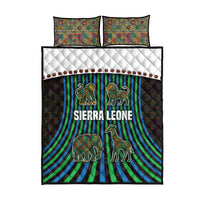 Sierra Leone Quilt Bed Set with Tribal Animal Pattern Featuring Lion Elephant Giraffe and Monkey
