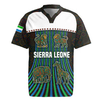 Sierra Leone Rugby Jersey with Tribal Animal Pattern Featuring Lion Elephant Giraffe and Monkey