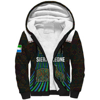 Sierra Leone Sherpa Hoodie with Tribal Animal Pattern Featuring Lion Elephant Giraffe and Monkey