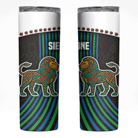 Sierra Leone Skinny Tumbler with Tribal Animal Pattern Featuring Lion Elephant Giraffe and Monkey