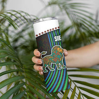 Sierra Leone Skinny Tumbler with Tribal Animal Pattern Featuring Lion Elephant Giraffe and Monkey