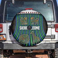 Sierra Leone Spare Tire Cover with Tribal Animal Pattern Featuring Lion Elephant Giraffe and Monkey