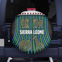 Sierra Leone Spare Tire Cover with Tribal Animal Pattern Featuring Lion Elephant Giraffe and Monkey
