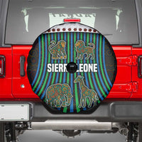 Sierra Leone Spare Tire Cover with Tribal Animal Pattern Featuring Lion Elephant Giraffe and Monkey