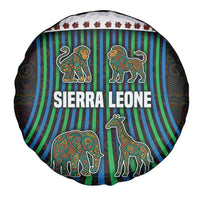 Sierra Leone Spare Tire Cover with Tribal Animal Pattern Featuring Lion Elephant Giraffe and Monkey