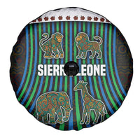 Sierra Leone Spare Tire Cover with Tribal Animal Pattern Featuring Lion Elephant Giraffe and Monkey