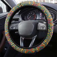 Sierra Leone Steering Wheel Cover with Tribal Animal Pattern Featuring Lion Elephant Giraffe and Monkey