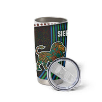 Sierra Leone Tumbler Cup with Tribal Animal Pattern Featuring Lion Elephant Giraffe and Monkey