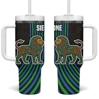 Sierra Leone Tumbler With Handle with Tribal Animal Pattern Featuring Lion Elephant Giraffe and Monkey