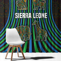 Sierra Leone Window Curtain with Tribal Animal Pattern Featuring Lion Elephant Giraffe and Monkey