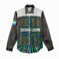 Sierra Leone Women Casual Shirt with Tribal Animal Pattern Featuring Lion Elephant Giraffe and Monkey