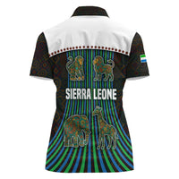 Sierra Leone Women Polo Shirt with Tribal Animal Pattern Featuring Lion Elephant Giraffe and Monkey