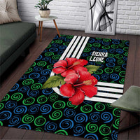 Sierra Leone Area Rug with Red Hibiscus Floral Design and Tribal Swirl Pattern