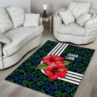 Sierra Leone Area Rug with Red Hibiscus Floral Design and Tribal Swirl Pattern