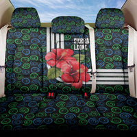 Sierra Leone Back Car Seat Cover with Red Hibiscus Floral Design and Tribal Swirl Pattern