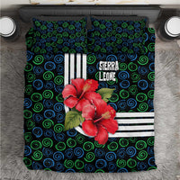 Sierra Leone Bedding Set with Red Hibiscus Floral Design and Tribal Swirl Pattern