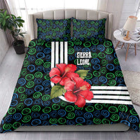 Sierra Leone Bedding Set with Red Hibiscus Floral Design and Tribal Swirl Pattern