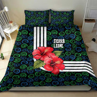 Sierra Leone Bedding Set with Red Hibiscus Floral Design and Tribal Swirl Pattern