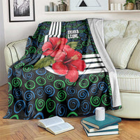 Sierra Leone Blanket with Red Hibiscus Floral Design and Tribal Swirl Pattern