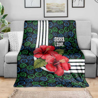 Sierra Leone Blanket with Red Hibiscus Floral Design and Tribal Swirl Pattern