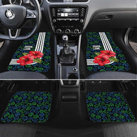 Sierra Leone Car Mats with Red Hibiscus Floral Design and Tribal Swirl Pattern